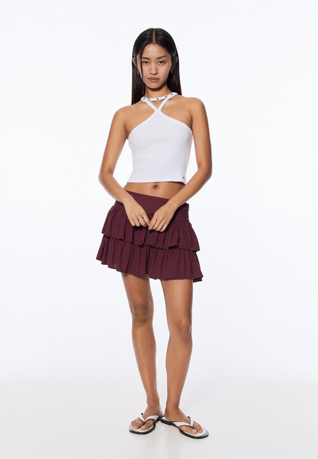

Топ CUT-OUT HALTER PULL&BEAR, белый