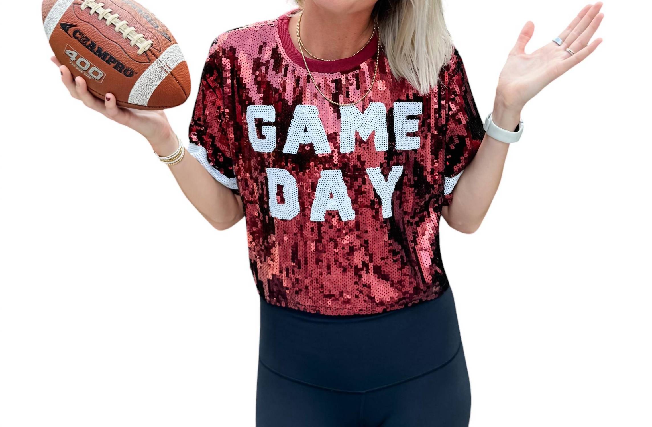 

Укороченный топ из джерси Game Day с пайетками красного цвета Live Love Gameday