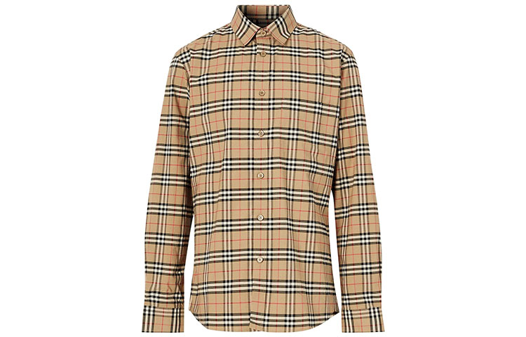 

Проверенная длинная рубашка с длинными рукавами Burberry, Светлая умбра
