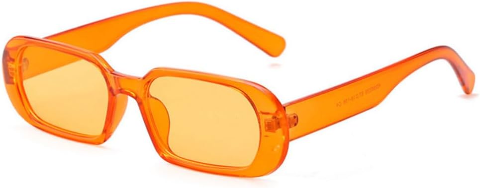 

LVTFCO Модные маленькие прямоугольные солнцезащитные очки для женщин с прозрачными линзами Ocean, винтажные женские солнцезащитные очки с защитой от УФ-излучения UV400 для мужчин, Orange