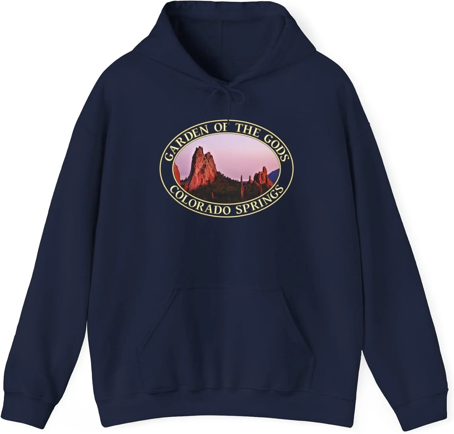 Худи Garden of the Gods - дизайн Colorado Springs Sunset - уютная толстовка GentleSeas Cozy Pullover Sweatshirt - мягкий теплый флис GENERIC, темно-синий