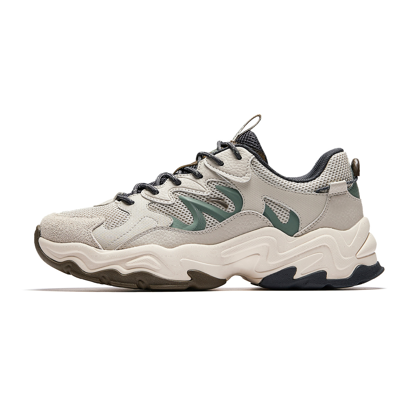 

ANTA Мужские повседневные кроссовки Star Tracing устойчивые к истиранию противоскользящие однотонные Mist Gray/Silt Green