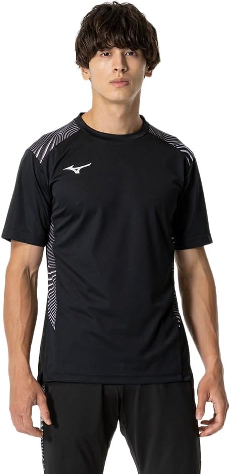 

Футболка Mizuno P2MAB040, короткий рукав, влагоотводящая, быстросохнущая, приталенный силуэт, унисекс, черный
