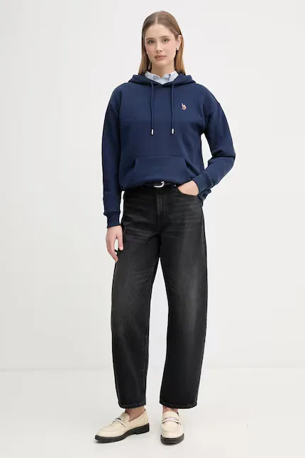 Худи женское свободное DHM U.S. Polo Assn., синий — фото 2