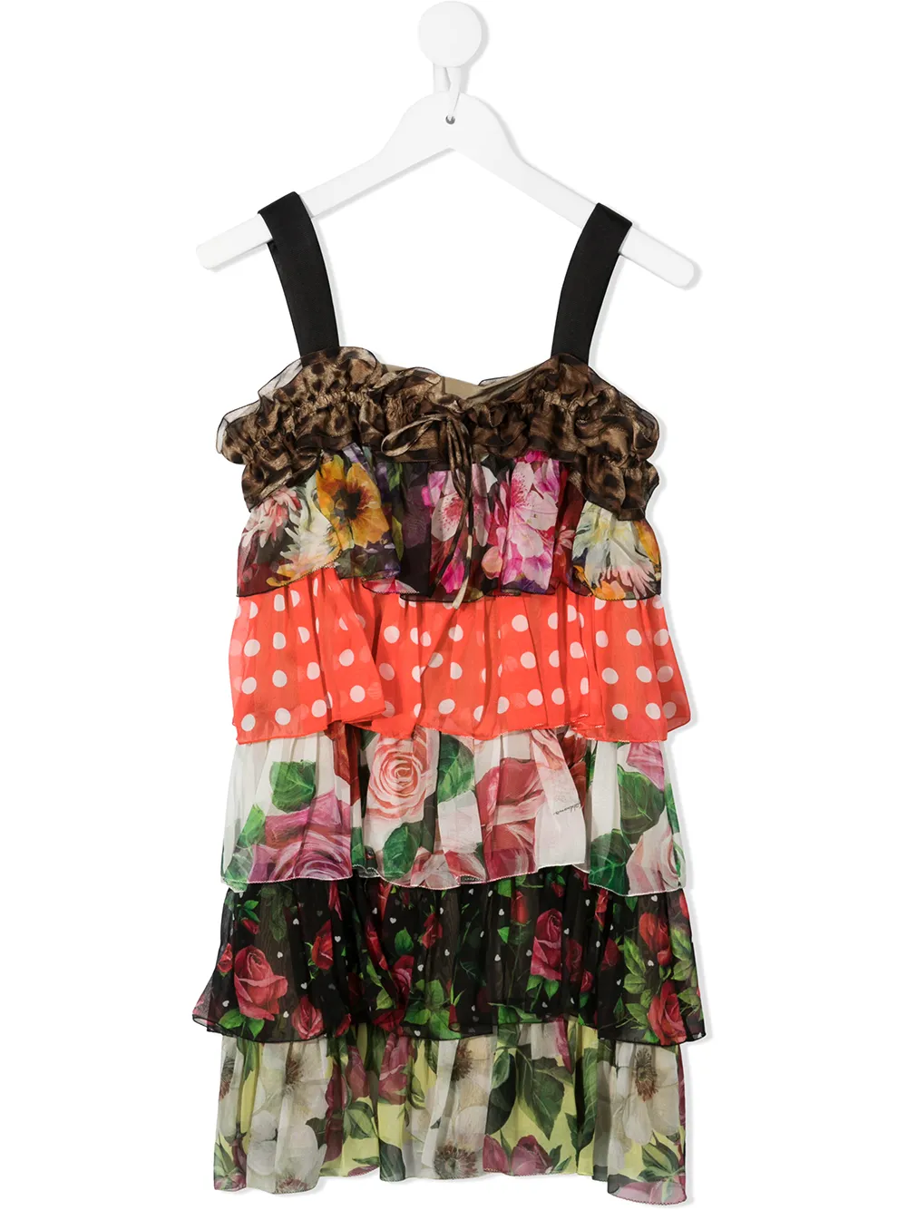 

Платье с оборками и принтом Dolce & Gabbana Kids, черный