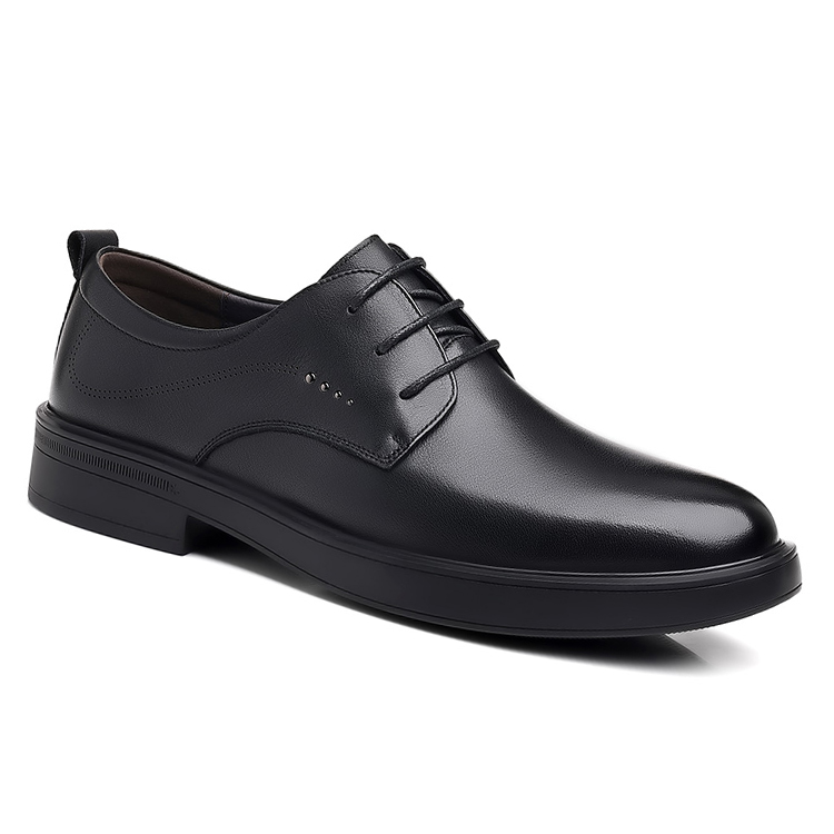 GZZ Повседневные кожаные туфли мужские черные на шнуровке, цвет Black Lace-Up — фото 3