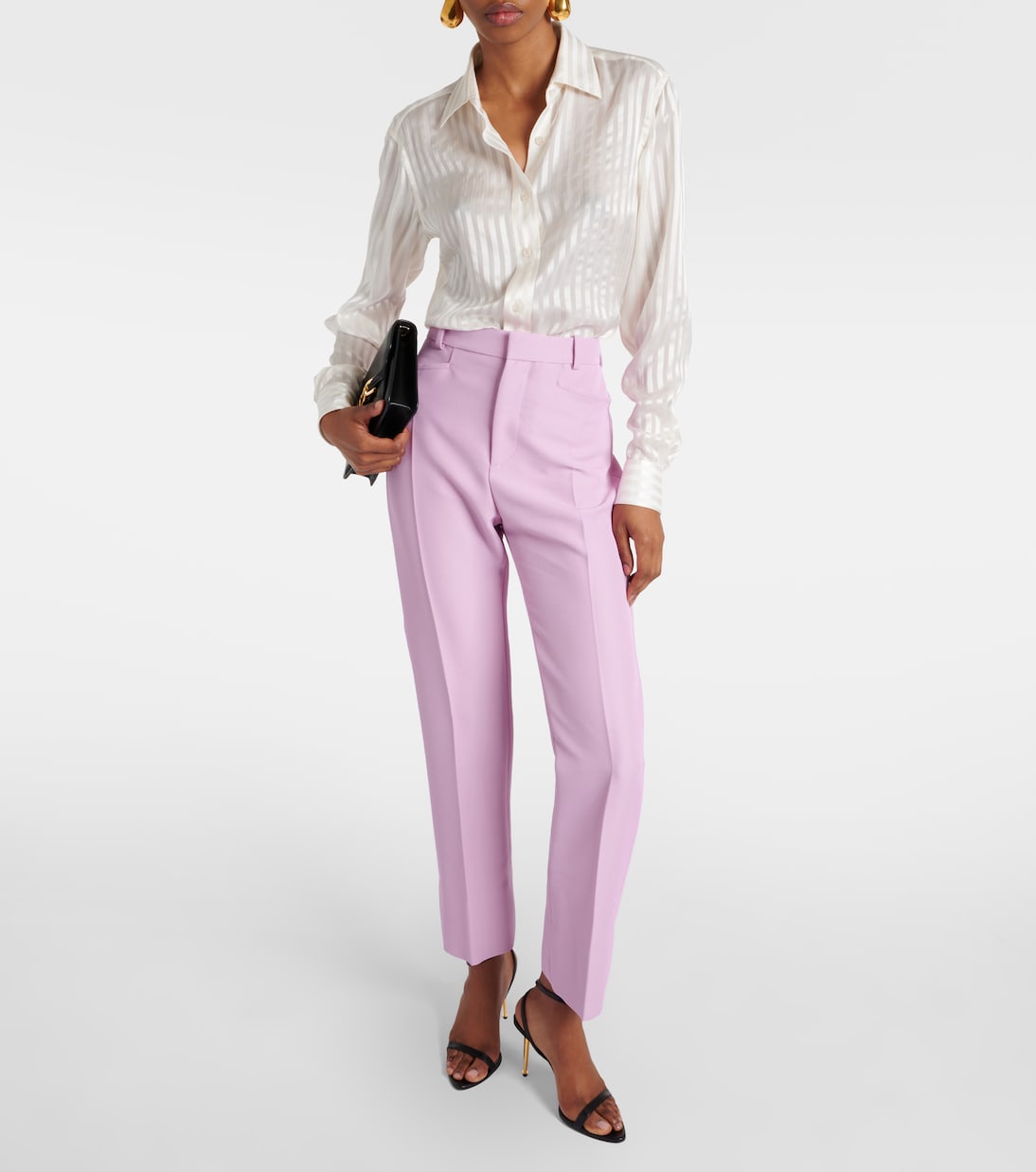 Узкие брюки из смесовой шерсти Tom Ford, Light Pink — фото 2
