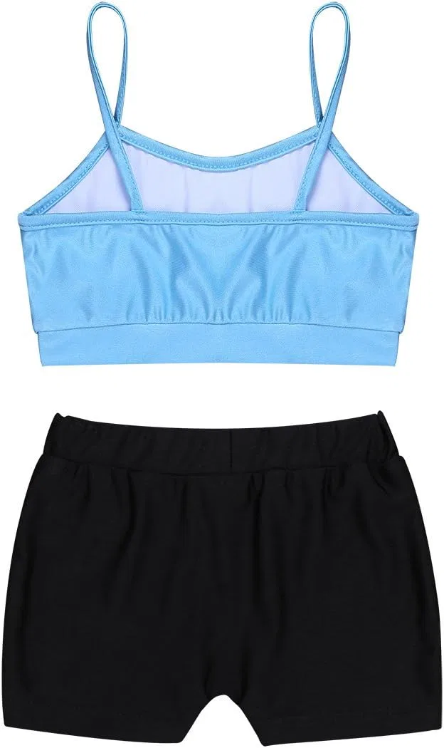 Детский спортивный комплект из топа и шорт, JanJean, Sky Blue&black — фото 2