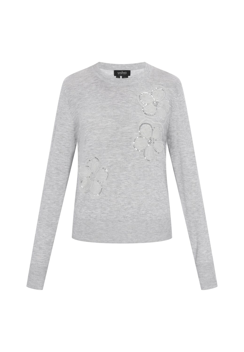 

Usha BLACK LABEL Свитер 'Casual' в крапчатом сером цвете