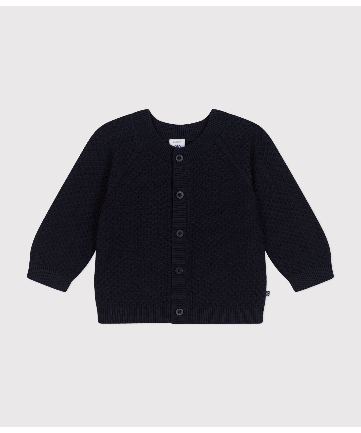 Хлопковый вязаный кардиган PETIT BATEAU, Navy