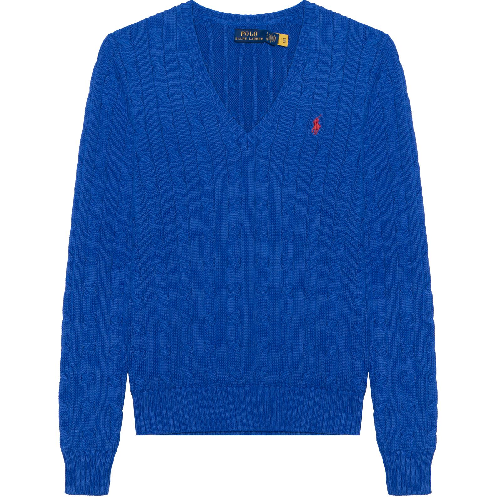 Вязаный свитер с V-образным вырезом Kimberly Polo Ralph Lauren, королевский синий — фото 2