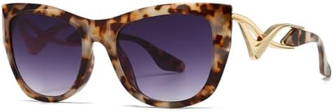 

Солнцезащитные очки в стиле панк «кошачий глаз» для женщин и мужчин, винтажные популярные солнцезащитные очки в крупной оправе с металлическими дужками MTZJH, Leopard Gray