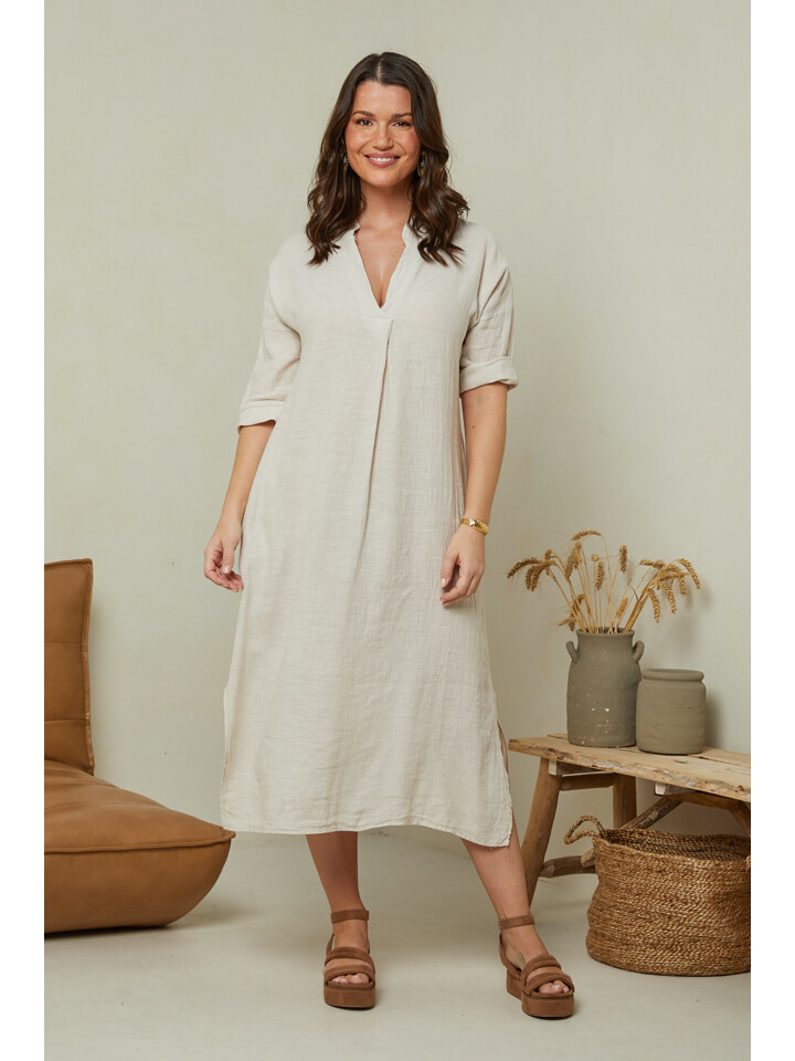 

Платье Curvy Lady Leinen, бежевый