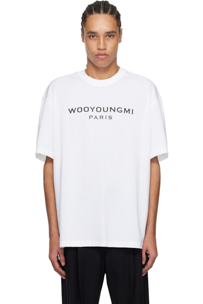 

Белая футболка с логотипом спереди WOOYOUNGMI