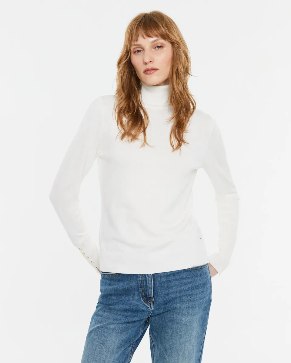 

Женский свитер из тонкой пряжи с высоким воротником Andam, белый