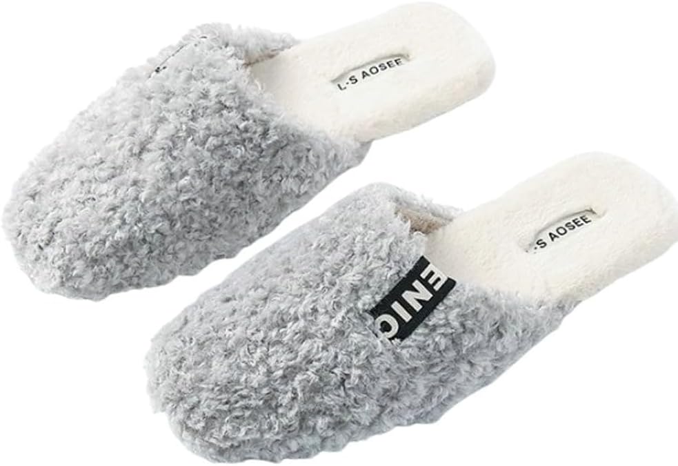 

Мягкие плюшевые тапочки с медвежьим мехом для женщин и мужчин, роскошные теплые зимние тапочки для дома и улицы Yafirgeer, светло-серый