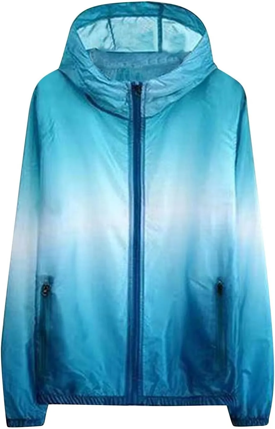 

Xiaojmake женская худи с градиентом UPF 50+ для защиты от солнца, легкая весенняя куртка на молнии