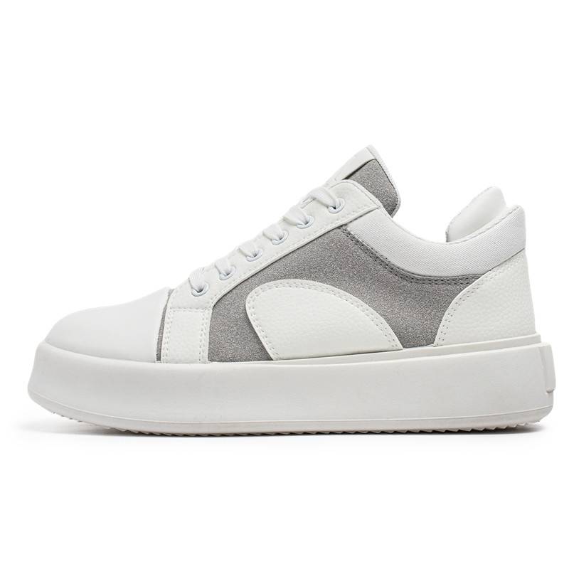 

JANECO Скользоустойчивые износостойкие дышащие мужские скейтерские кеды лоу-топ бело-серые, цвет White Gray