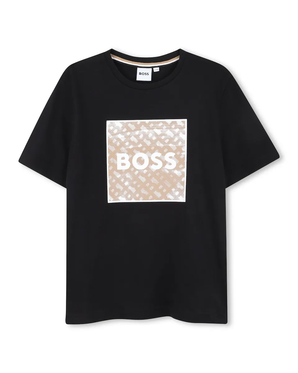 

Детская хлопковая футболка Boss Kidswear, черный