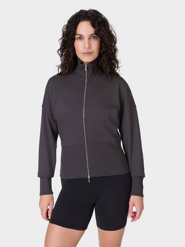 

Толстовка на молнии из органической хлопчатобумажной смеси после занятий Sweaty Betty, цвет Urban Grey