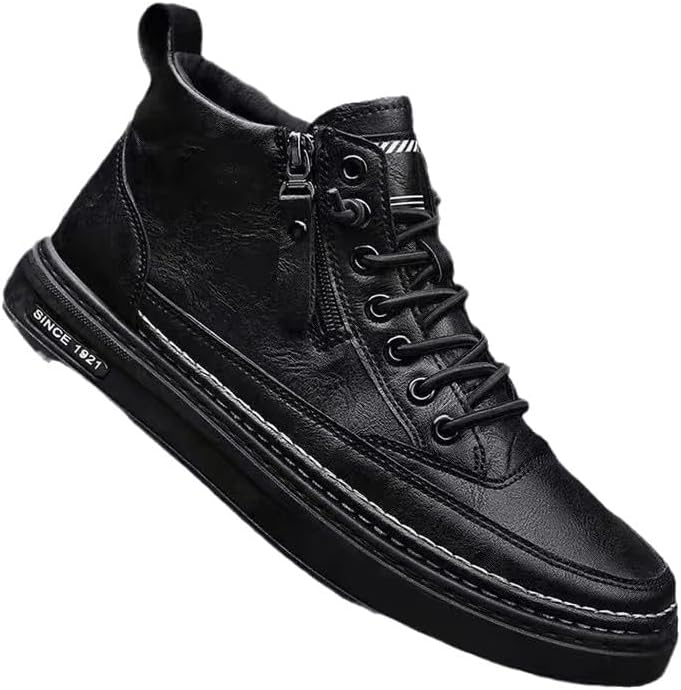 

Мужские повседневные высокие кеды без шнурков с противоскользящей подошвой, Прочная резиновая подошва и дышащий материал для ежедневной носки Hoalox, черный