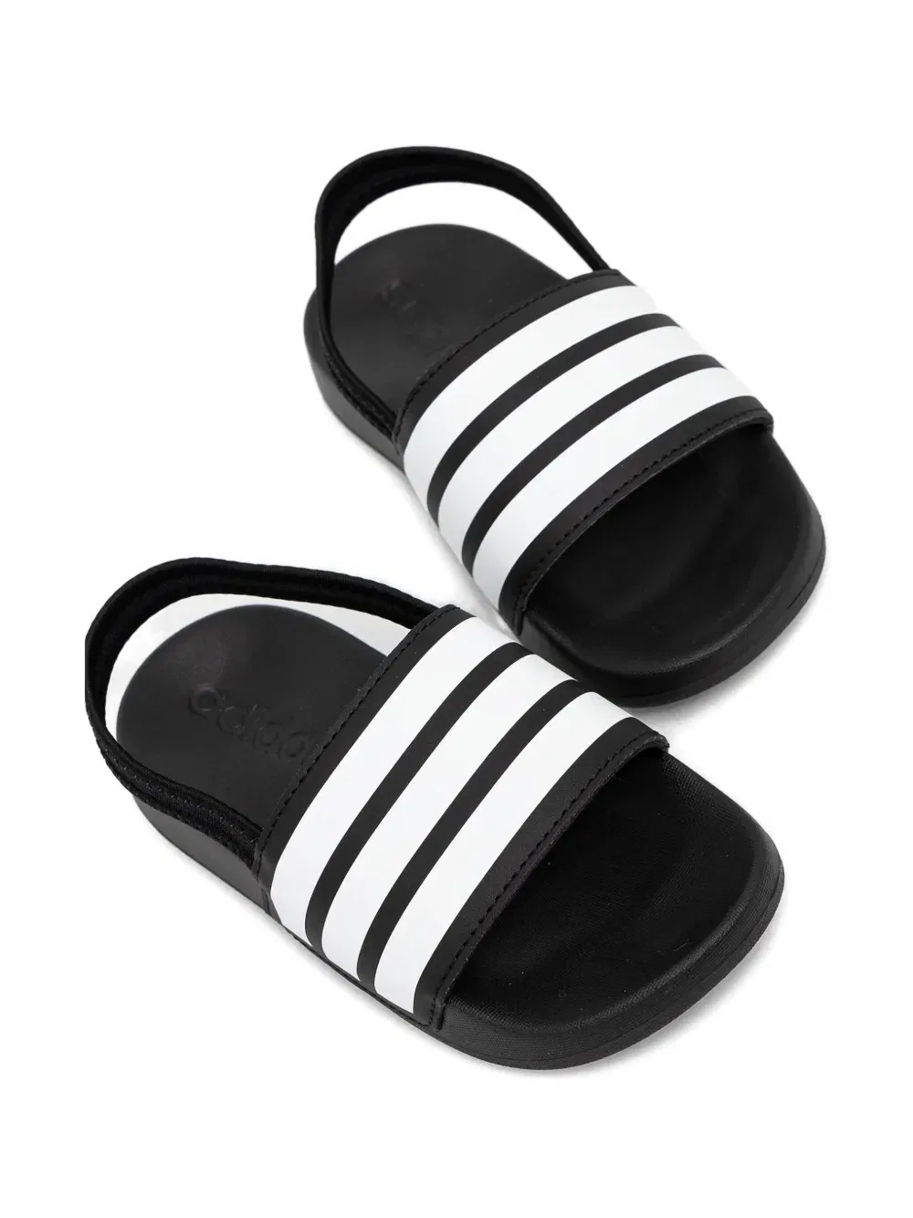 Сандалии Adilette с тремя полосками на ремешке и открытой пяткой Adidas Kids, черный — фото 2
