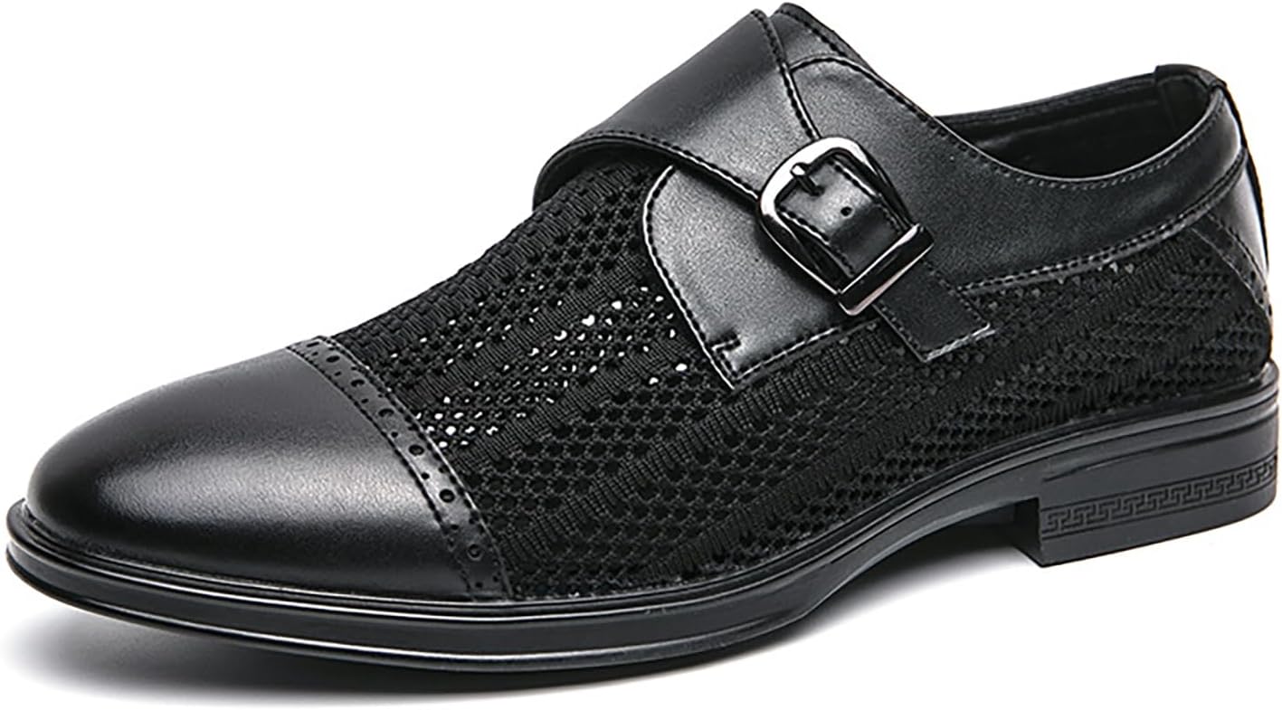 

Мужские оксфорды SIYAKE с сеткой, монк-степ и невысоким массивным каблуком, удобные летние лоферы без шнуровки, дышащие, для офиса, деловых встреч и свадебных вечеринок, черный
