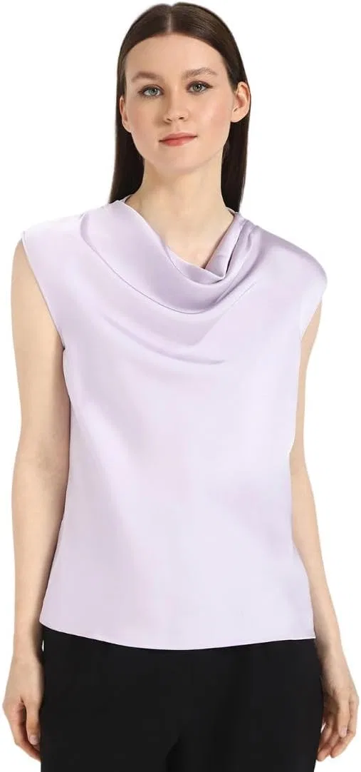 Блуза сатиновая с капюшоном, Calvin Klein, цвет орхидеи