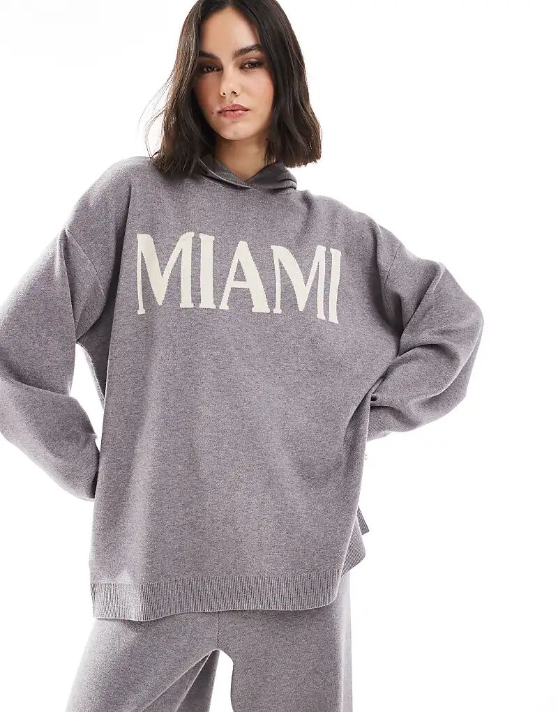 

Толстовка с капюшоном Miami с резинкой по низу, серого цвета South Beach