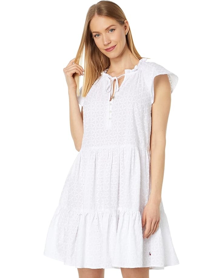 

Платье Tommy Hilfiger Floral Sleeve Tiered, цвет Bright White
