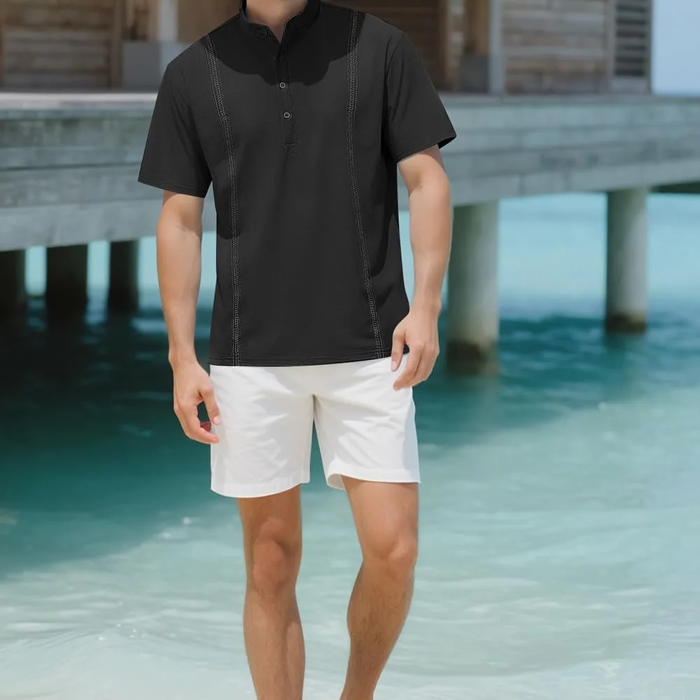 

Мужская футболка с коротким рукавом и воротником стойкой Kenhansion