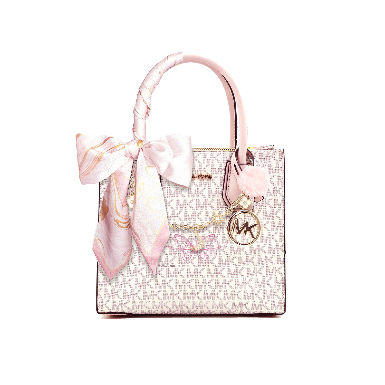 

MICHAEL KORS Кожаная сумка тоут из коровьей кожи Шоппер Наплечная сумка через плечо Одноплечевая сумка Унисекс светло-розовый, Colored Glaze Starlight