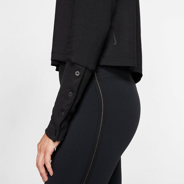Толстовка (WMNS) Nike Yoga Luxe Crop Training Hoodie 'Black', черный — фото 2