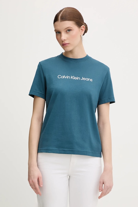 

Хлопковая футболка Calvin Klein Jeans, бирюзовый, Зеленый, Хлопковая футболка Calvin Klein Jeans, бирюзовый
