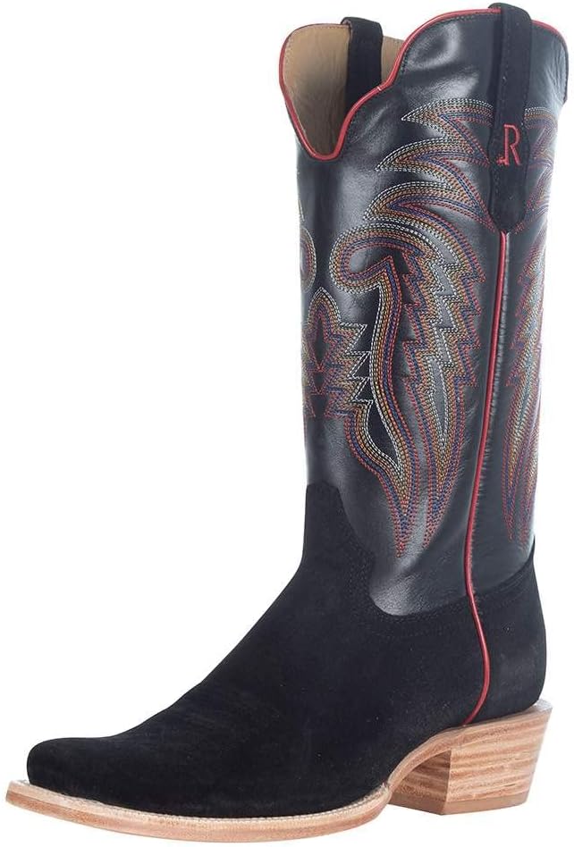 Ботинки R. Watson Boots R для мужчин, черные, грубой выделки, 33 см, черная кожа, верх с вырезным носком, черные