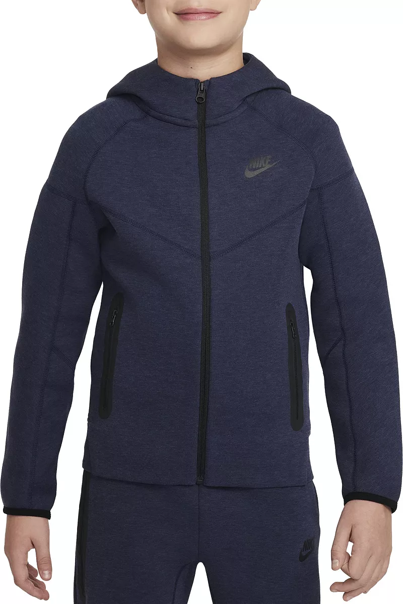 

Худи из технического флиса с молнией во всю длину для мальчиков Nike Sportswear, цвет Obsidian Heather/Black