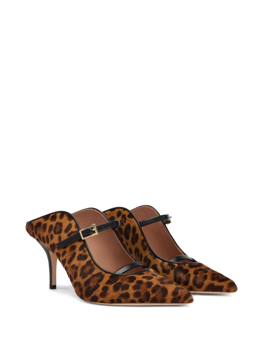 Мюли с леопардовым принтом и пряжками Malone Souliers, коричневый — фото 2