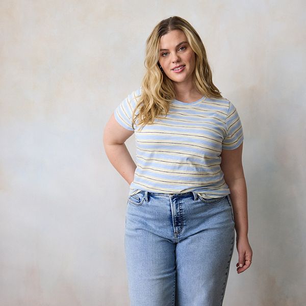 

Футболка с коротким рукавом Plus size Lc Lauren Conrad, Yellow Preston Stripe, Желтый, Футболка с коротким рукавом Plus size Lc Lauren Conrad, Yellow Preston Stripe