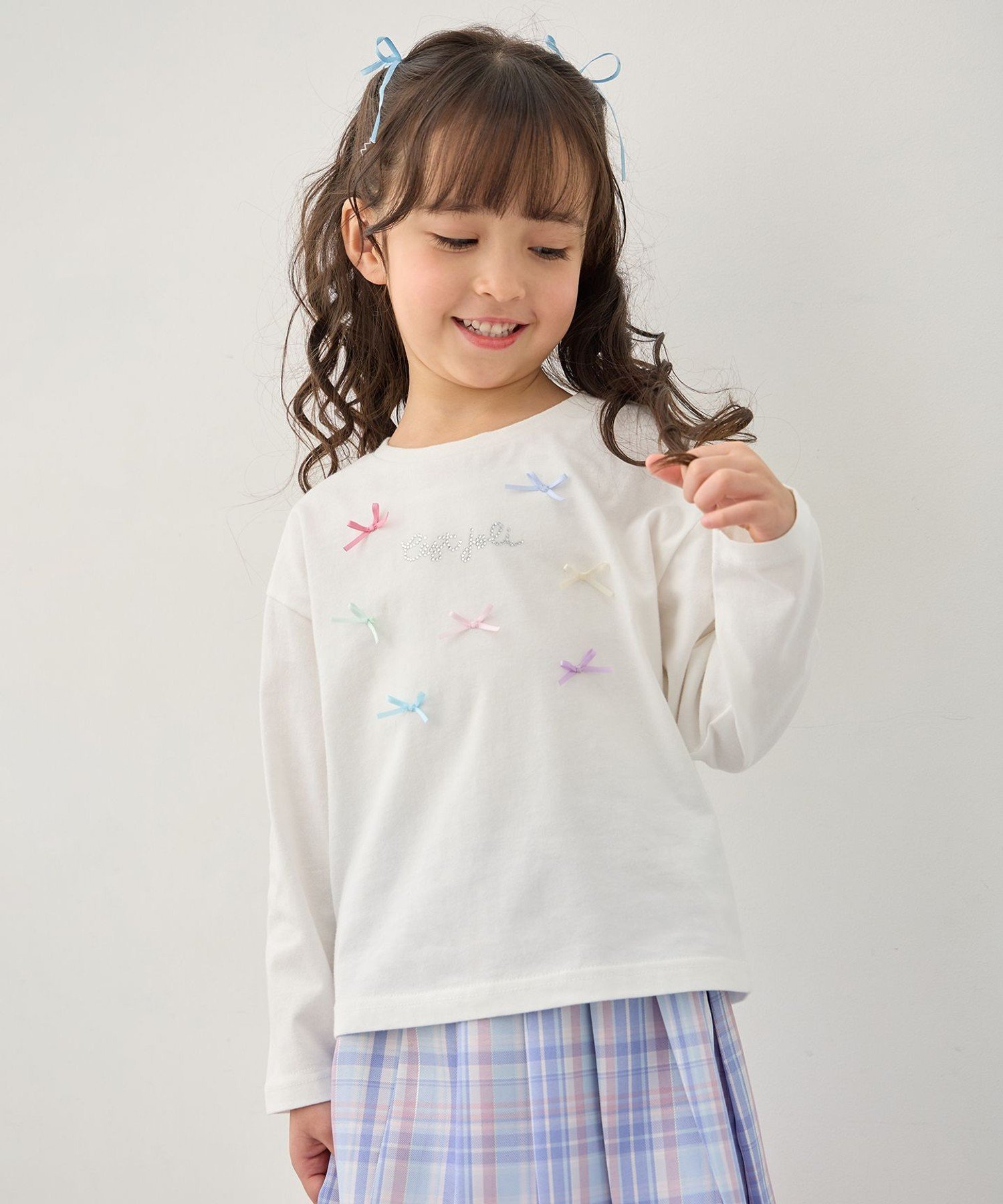 Футболка с длинным рукавом "100% хлопок" с ленточками ANY KIDS, Off-white [001] — фото 4