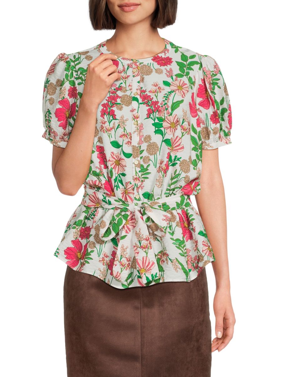 

Блузка с цветочным принтом и рукавами-буфами Tommy Hilfiger, цвет Floral Multi