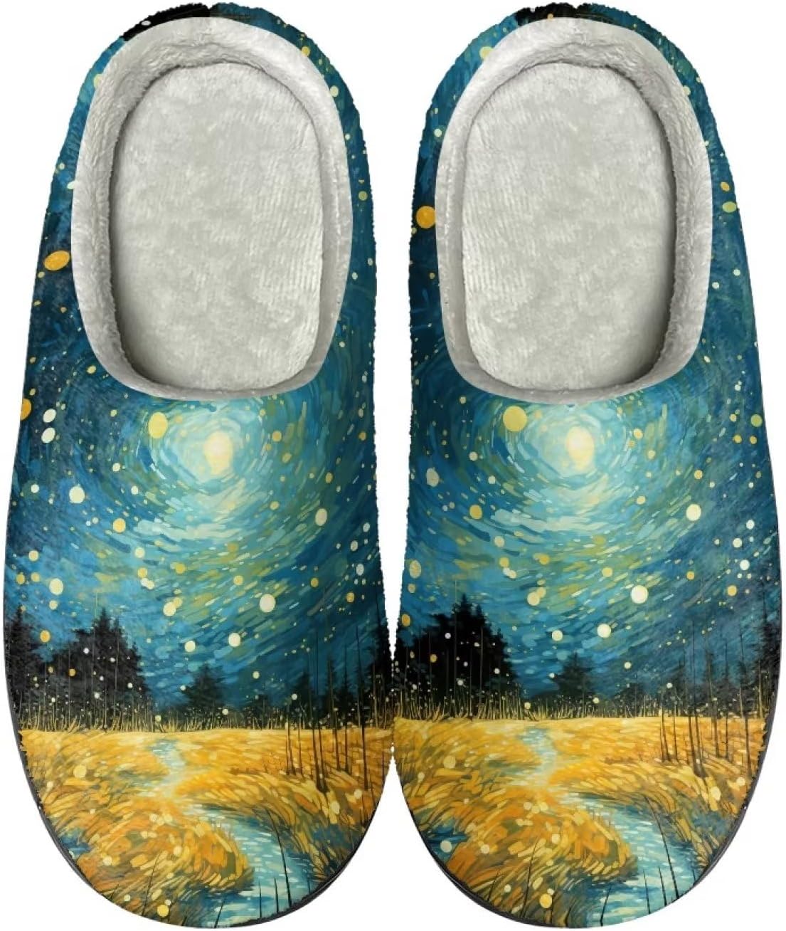 

Тапочки Flashideas для женщин и мужчин, ретро, мягкие, пушистые, для пары, повседневные, модные, Oil Starry Night