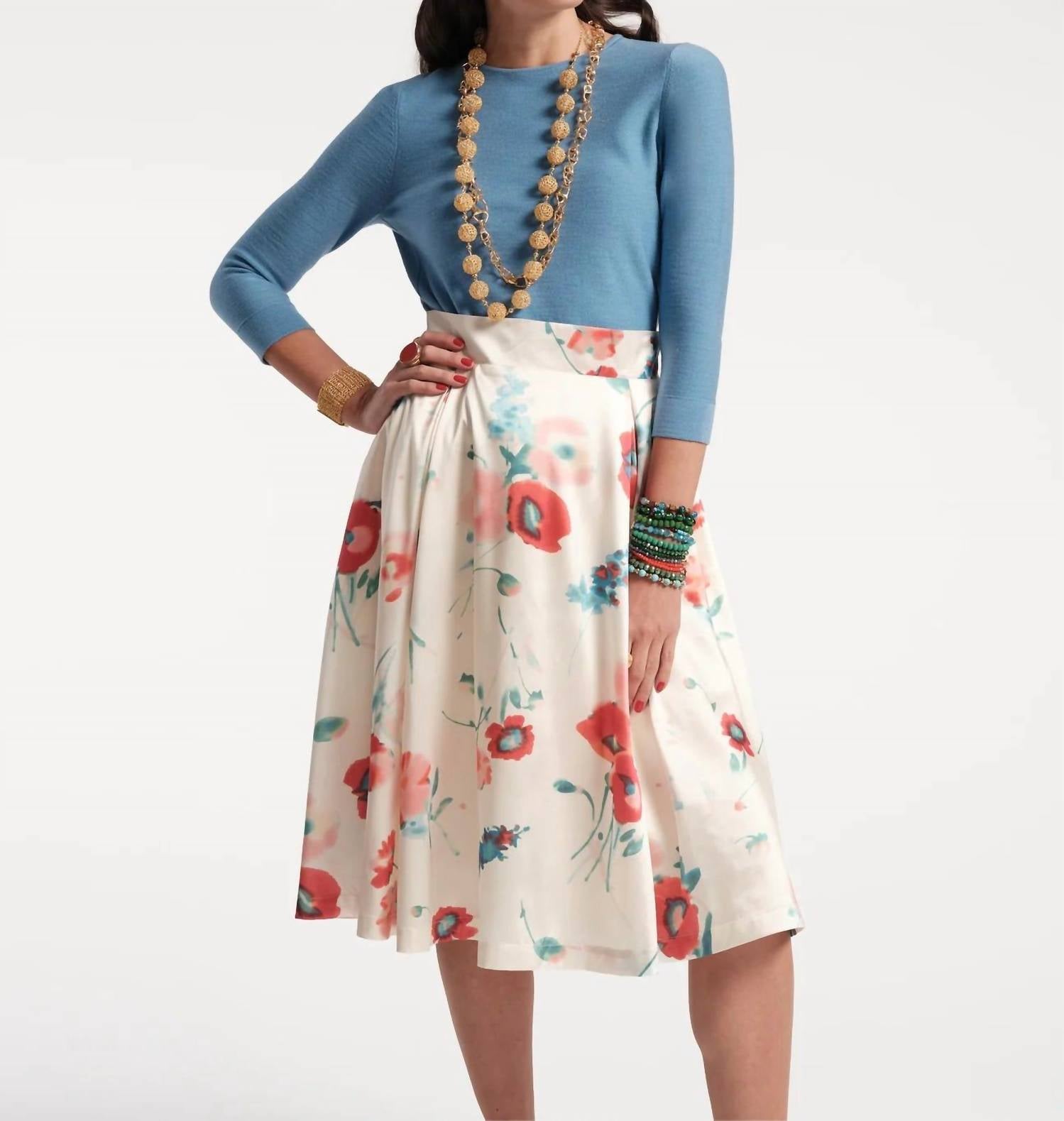 

Шерли миди-юбка Bellissima поли тафта в бело-разноцветном Frances Valentine