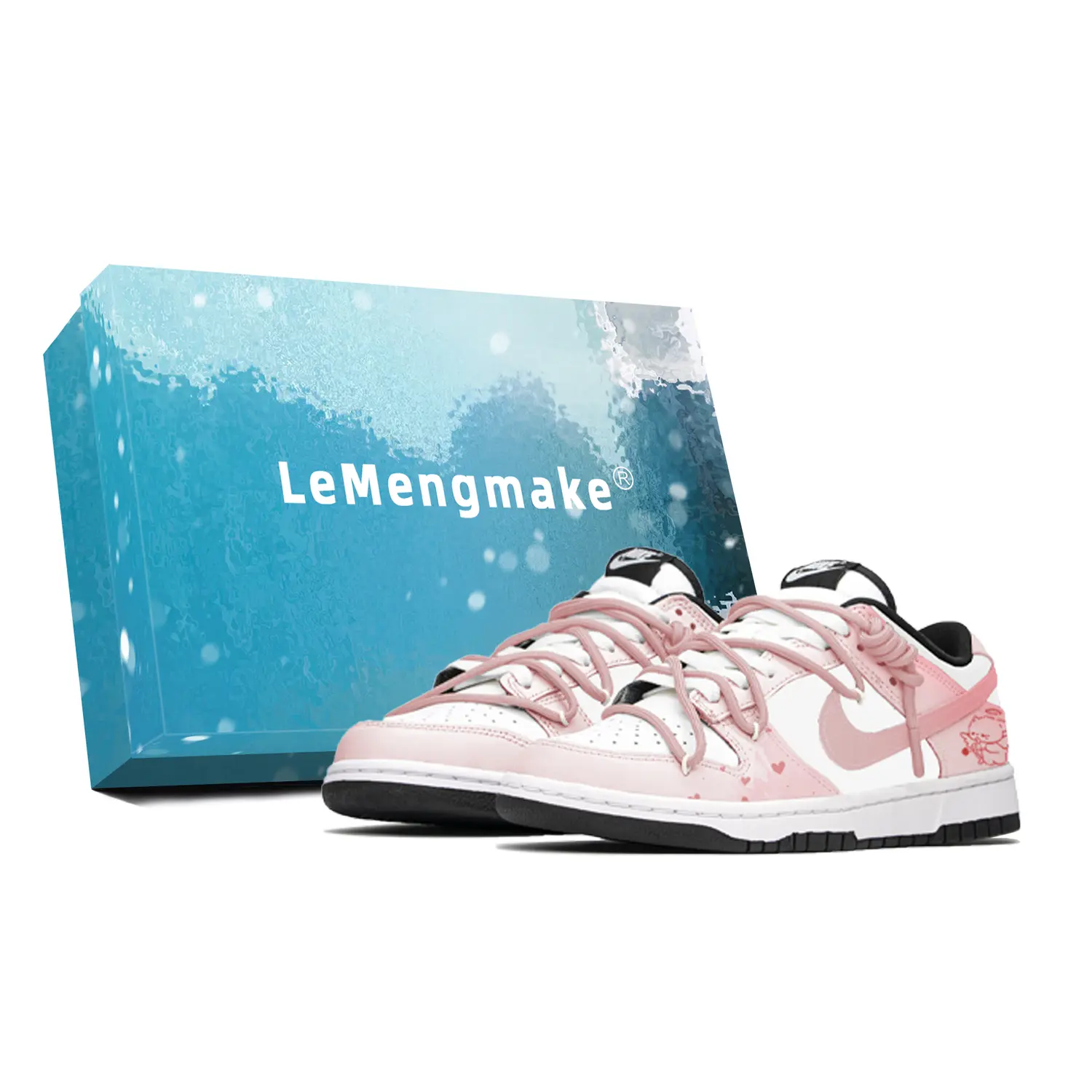 

Nike Кроссовки для скейтбординга Dunk Anti Slip, износостойкие, низкие, мужские, белые, розовые