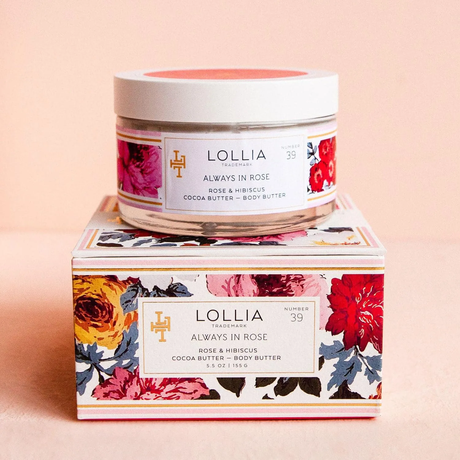 LOLLIA Always in Rose Body Butter, 150 г - Аромат розы и гибискуса - Масло ши и какао, лосьон для тела для женщин, увлажняющий и разглаживающий крем для тела., gold — фото 2