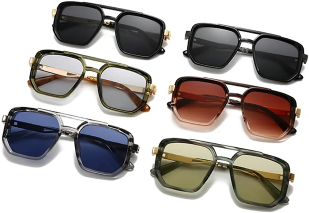 

Модные солнцезащитные очки для женщин в стиле ретро с заклепками, сине-зеленые, для мужчин в стиле панк, с защитой от УФ-излучения UV400 HHZZYVY, Black Golden Gray