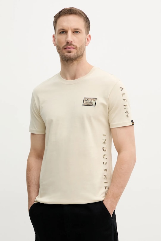 

Хлопковая футболка Camo Sleeve T Alpha Industries, бежевый