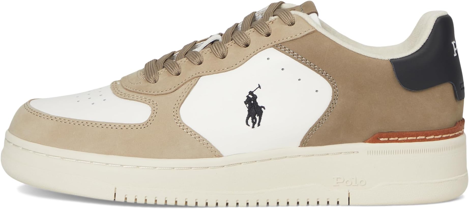 Кроссовки Polo Ralph Lauren Masters Court Nubuck & Leather Sneakers, цвет Deckwash White/Tonal Milkshake — фото 4