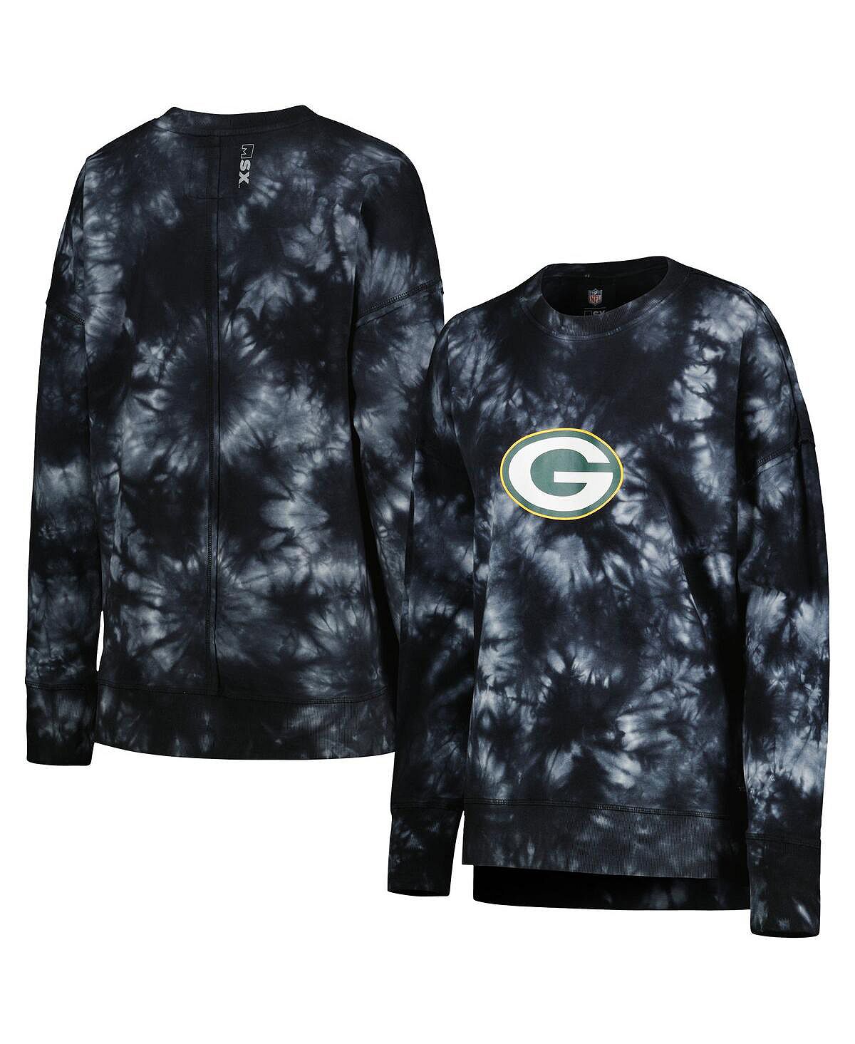 

Женский черный пуловер три-смеси Green Bay Packers Bailey Tie-Dye свитшот MSX by Michael Strahan, черный