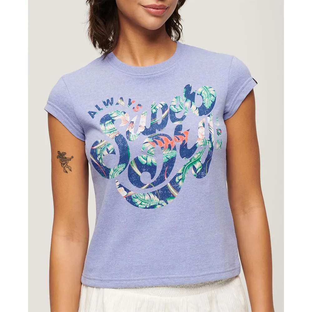 

Футболка Superdry Floral Scripted, фиолетовый