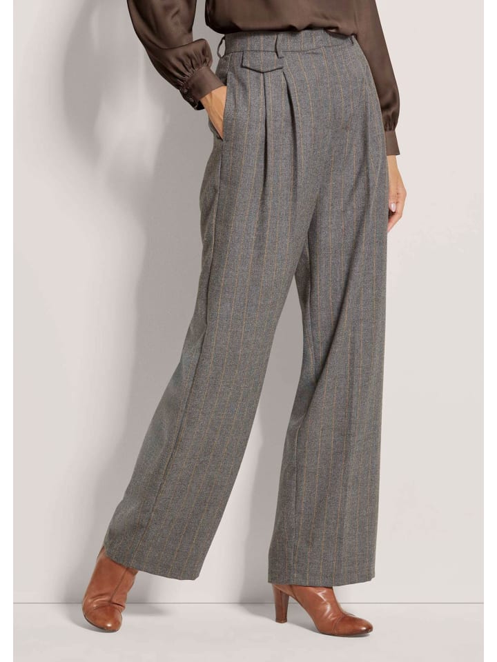 

MADELEINE Плиссированные брюки серого/коричнево-коричневого/меланжевого цвета